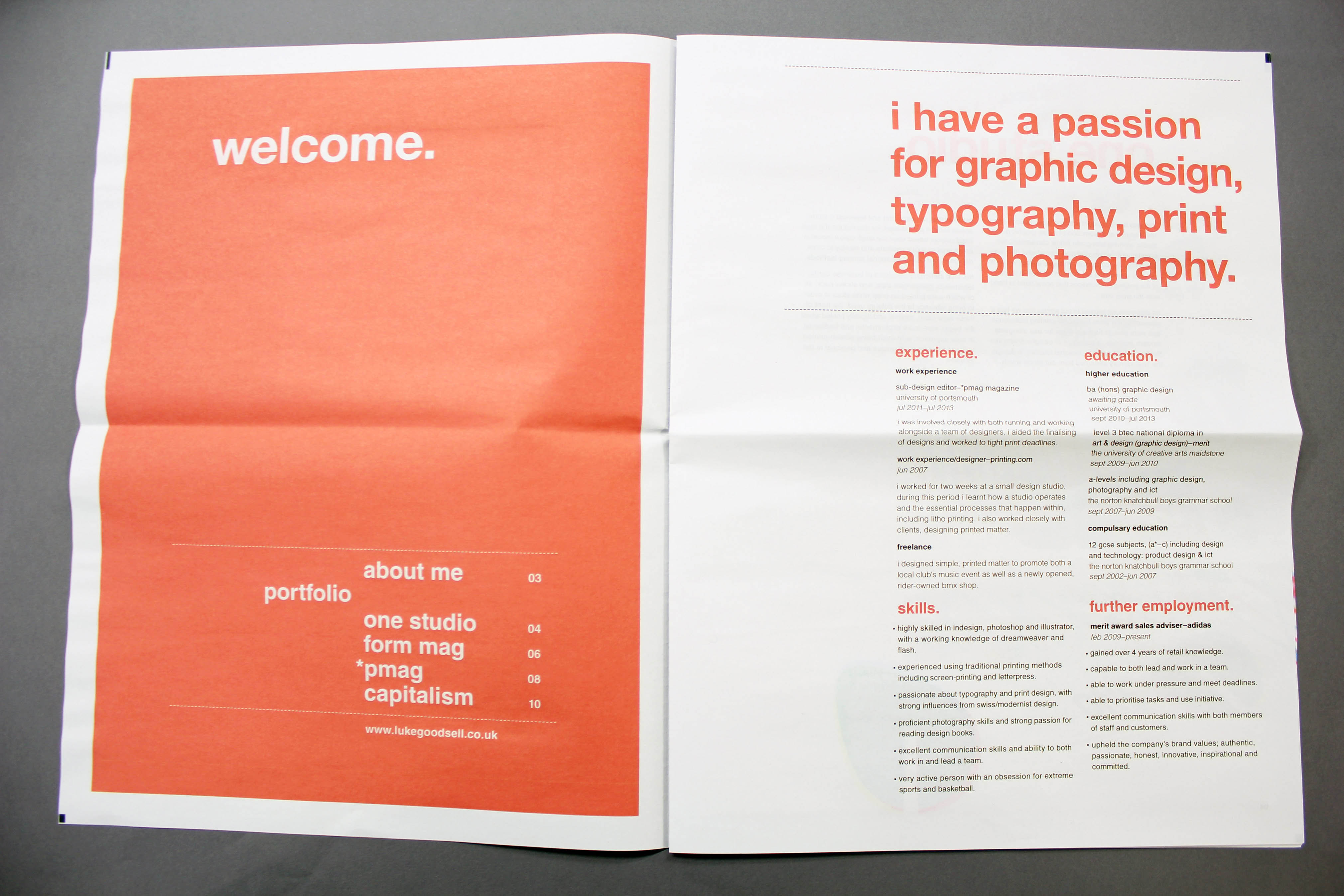 Contents and Cv page from mailer